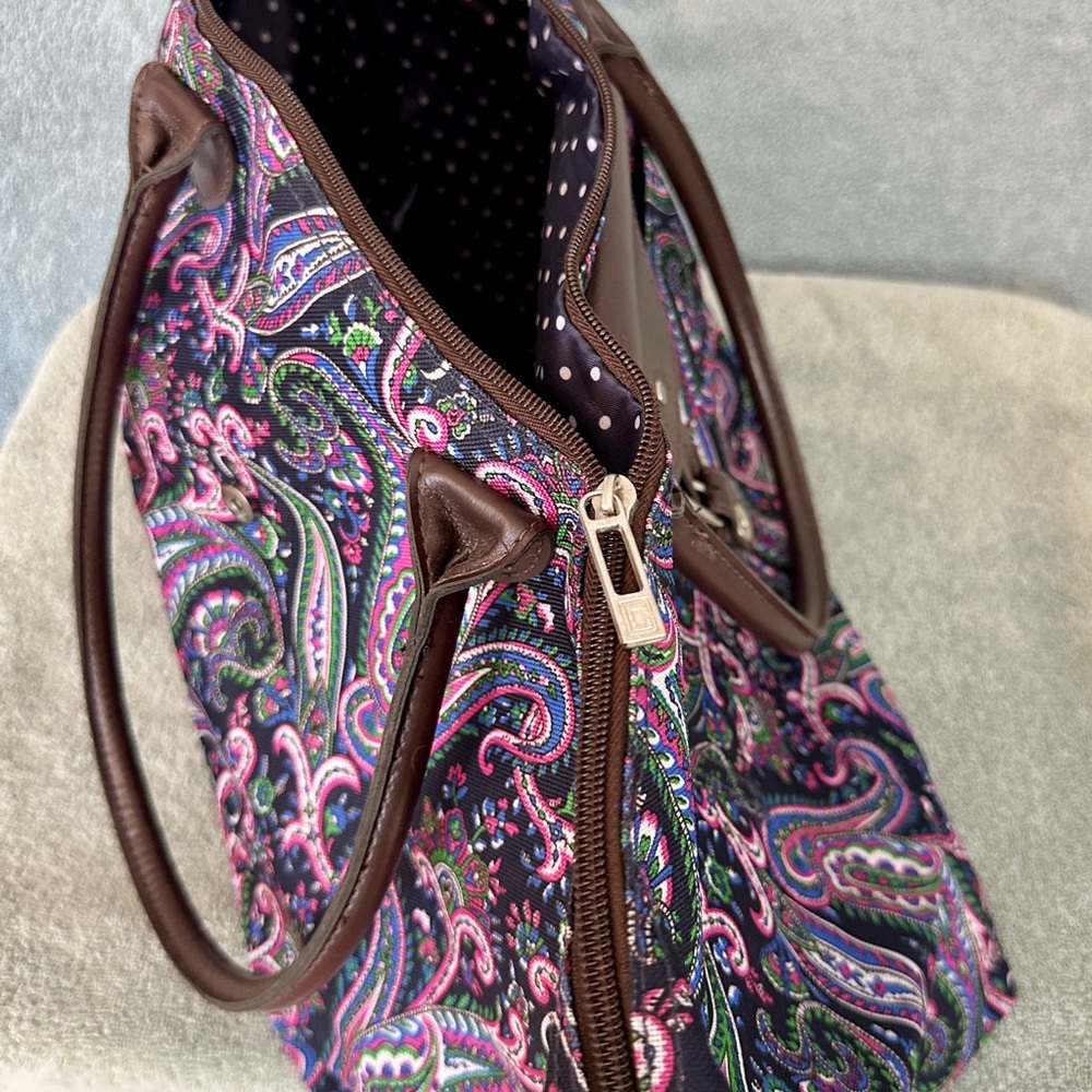 Chaps Paisley Tote in Pink, Purple, Green and Brown - Picture 5 of 6